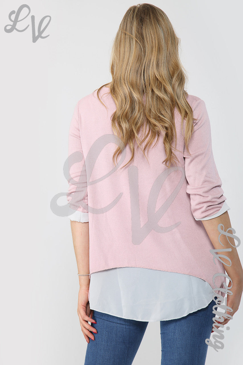 Ladies Double Layer Shirt Top Dusty Pink - Unit Price £13.99