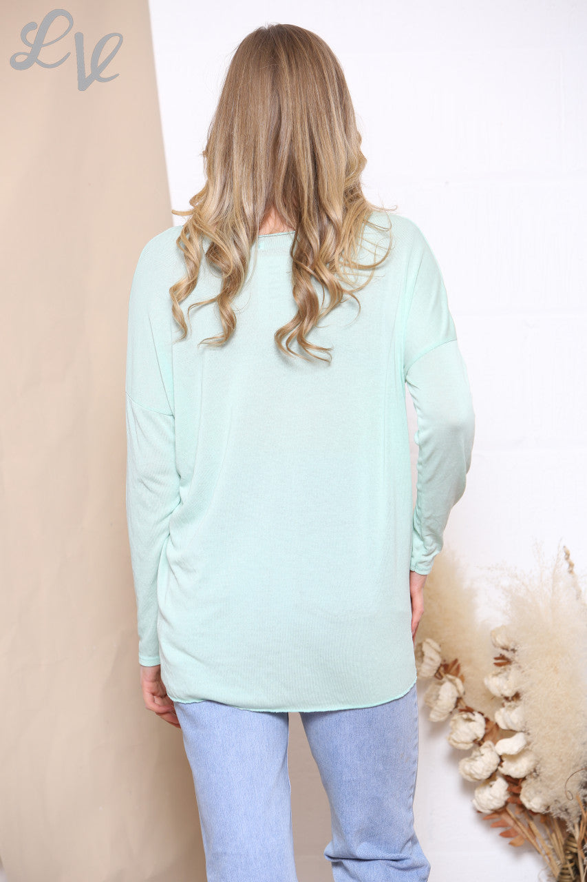 Dames Top met Graffiti Print Mint