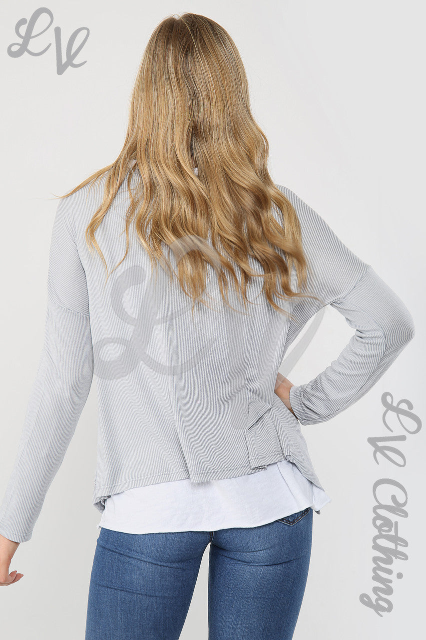 Ladies Double Layer Ribbed Top Silver - Unit Price £9.99
