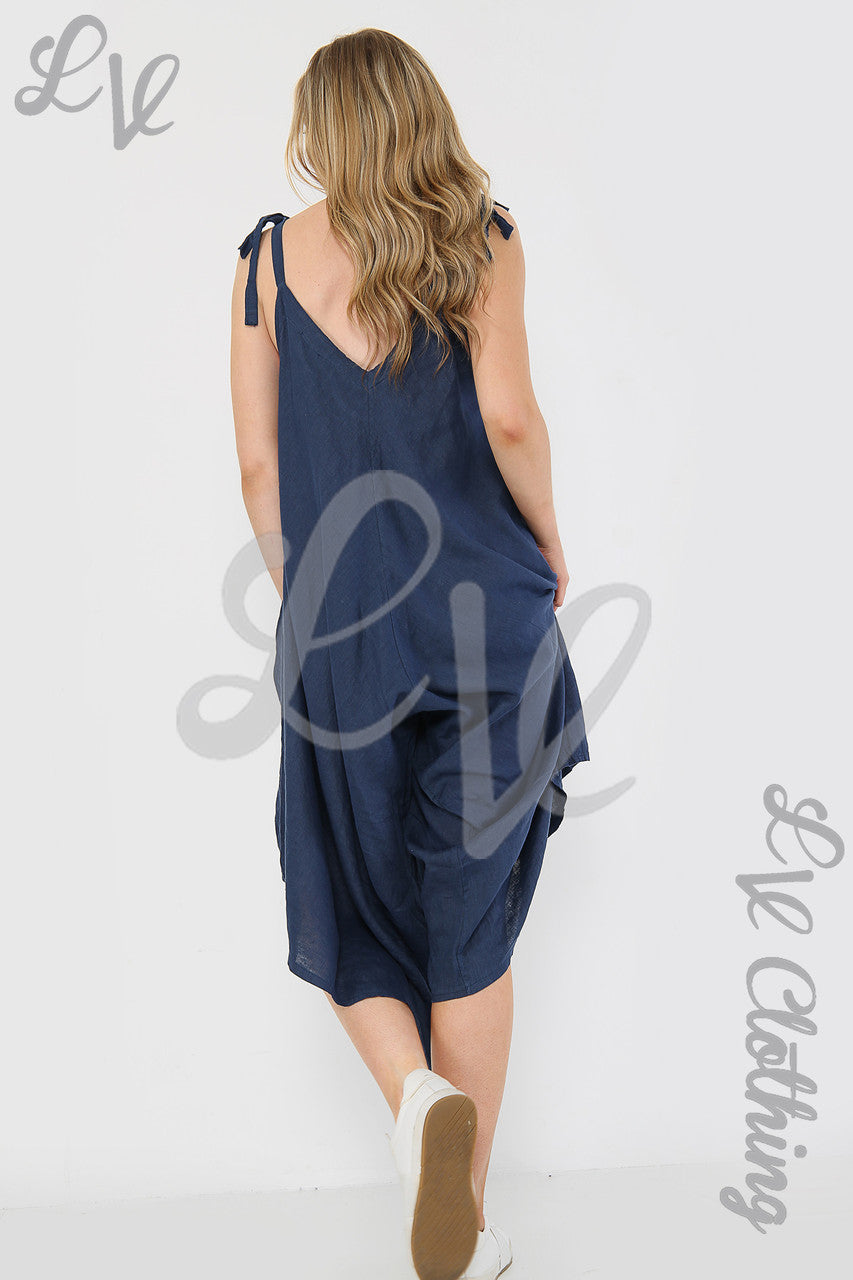 Dames Jumpsuit met Bandjes Lagenlook Marineblauw - Stukprijs WAS £25,99 NU £12,99