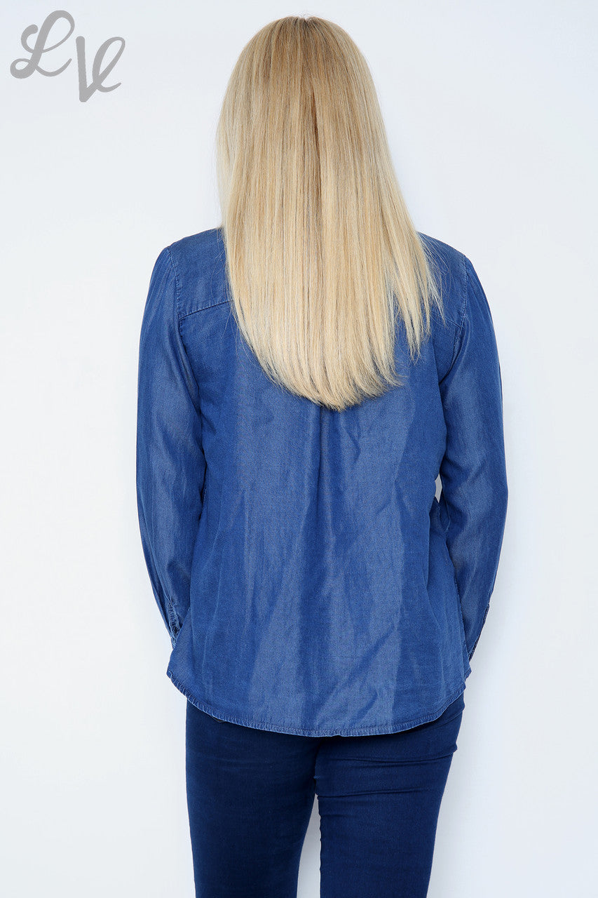 Ladies Denim Look Shirt Navy Unit Price WAS 15.99 NOW £6.99