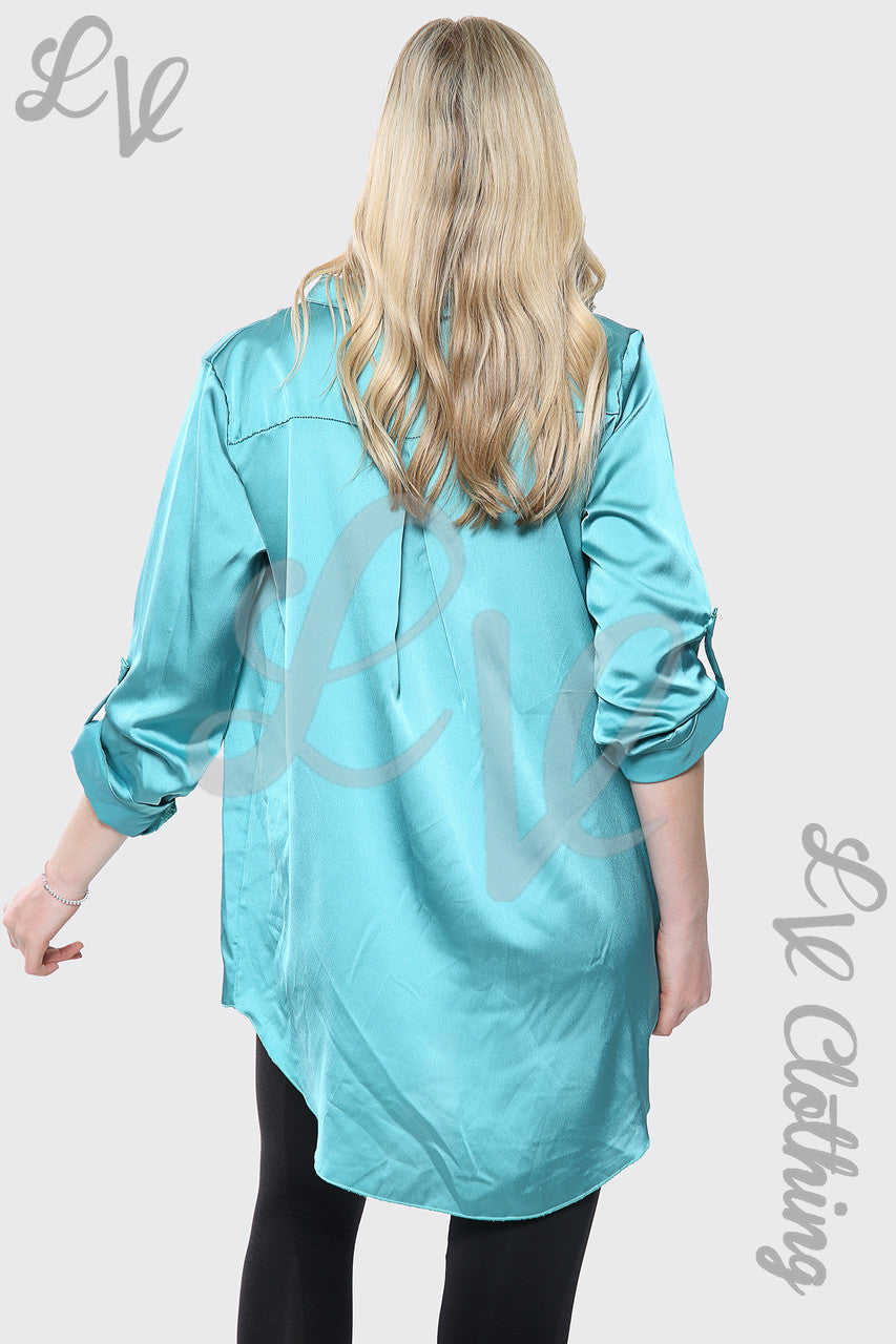 Ladies Satin Silk Shirt Dress Tiffany Unit Price £8.99