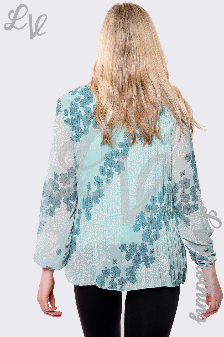 Dames geplooide blouse met bloemenbladprint Tiffany eenheidsprijs €8,99