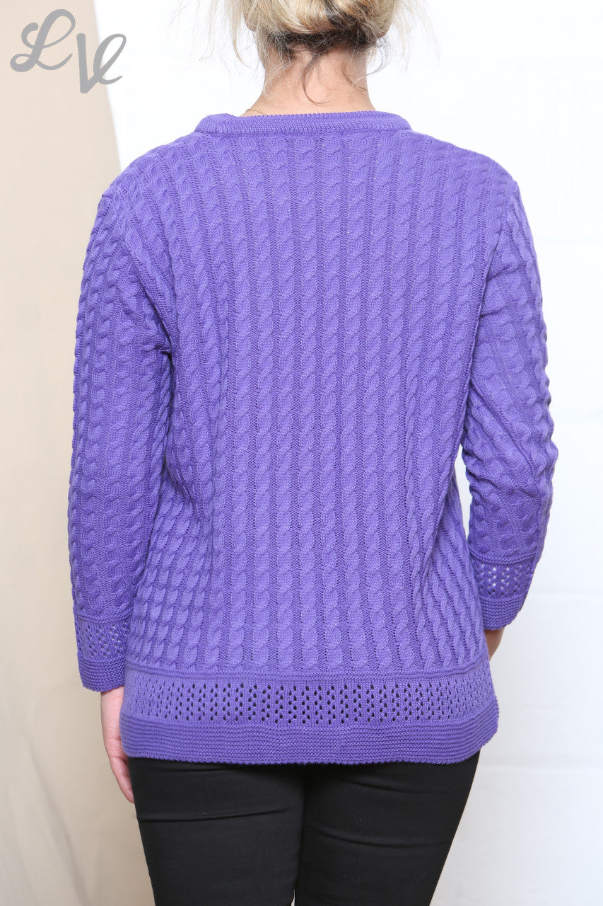 Ladies Cable Knit Jumper Purple