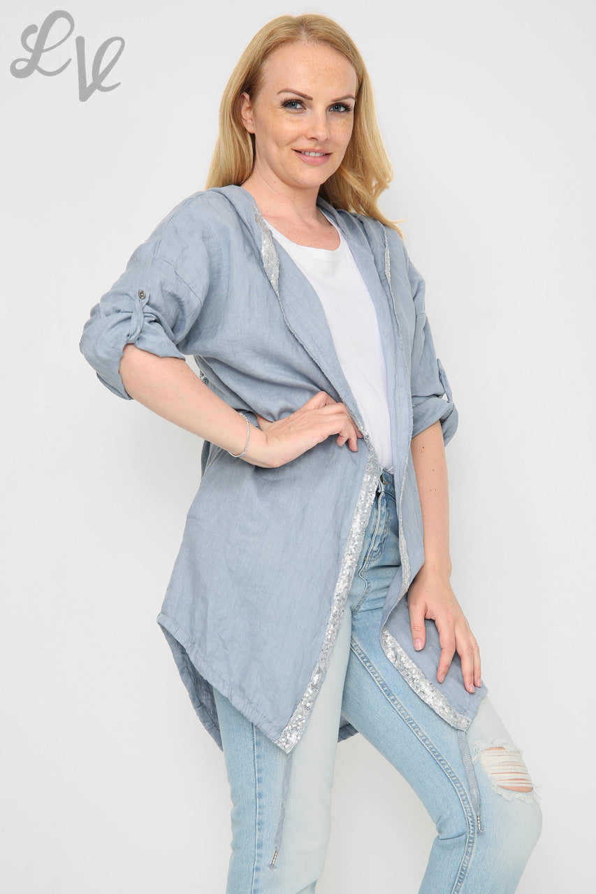 Ladies Linen Star Back Cardigan Jacket Denim Unit Price £14.99