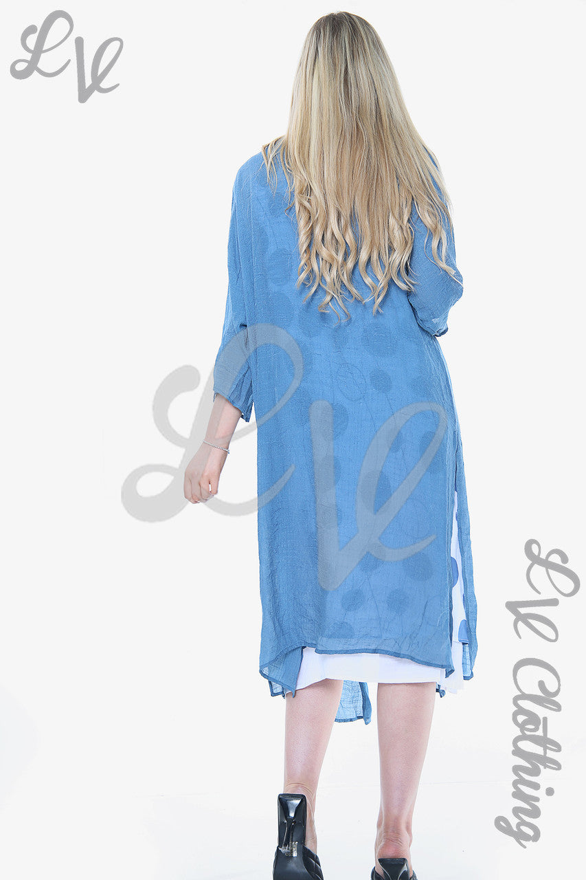 Dames Circles Print Mouwloze Jurk Met Vest Denim Stukprijs £10,99