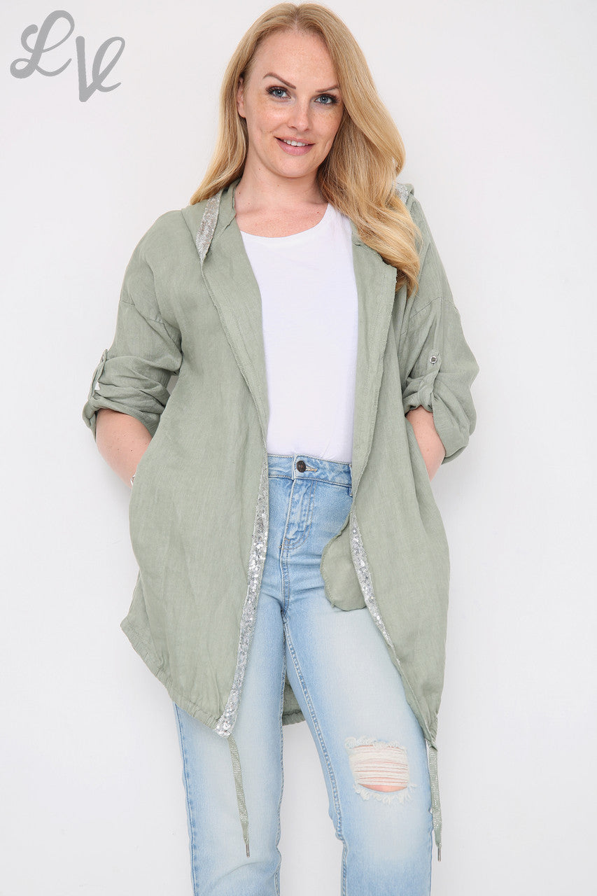 Dames linnen vest met ster op de rug kaki eenheidsprijs €14,99