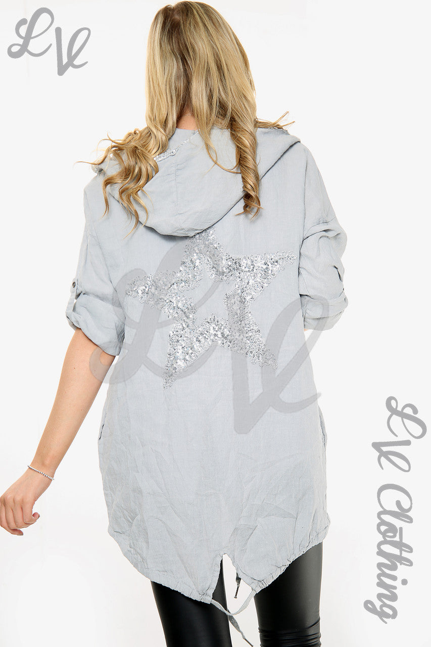 Dames Linnen Vest Jasje Ster Achterkant Zilver Stukprijs €14,99