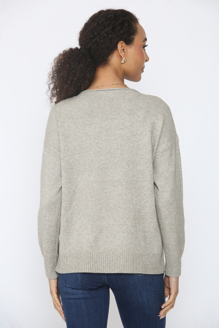 FLORAL EMBOSSED KNITTED JUMPER TAUPE