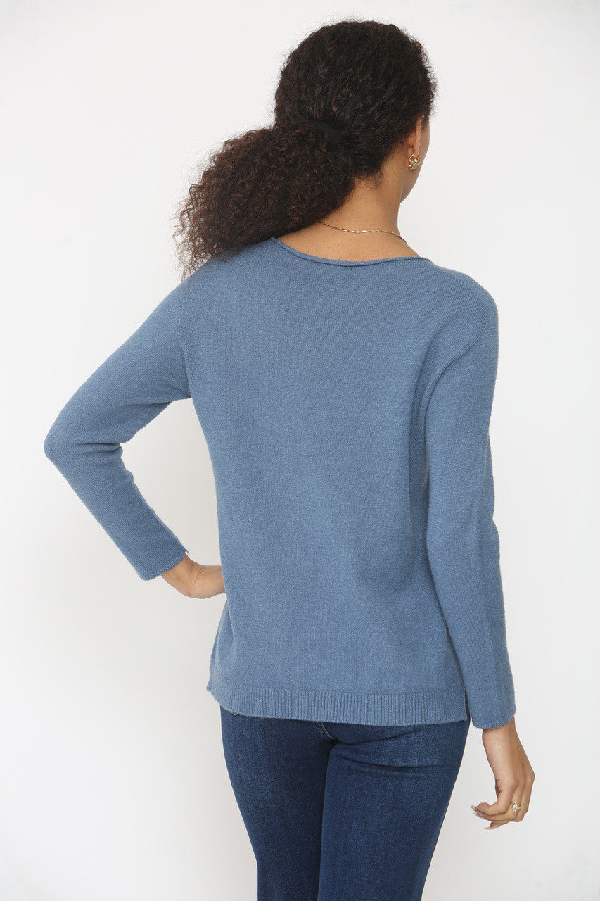 STER MET NOPSJES GEBREIDE TRUI DENIM