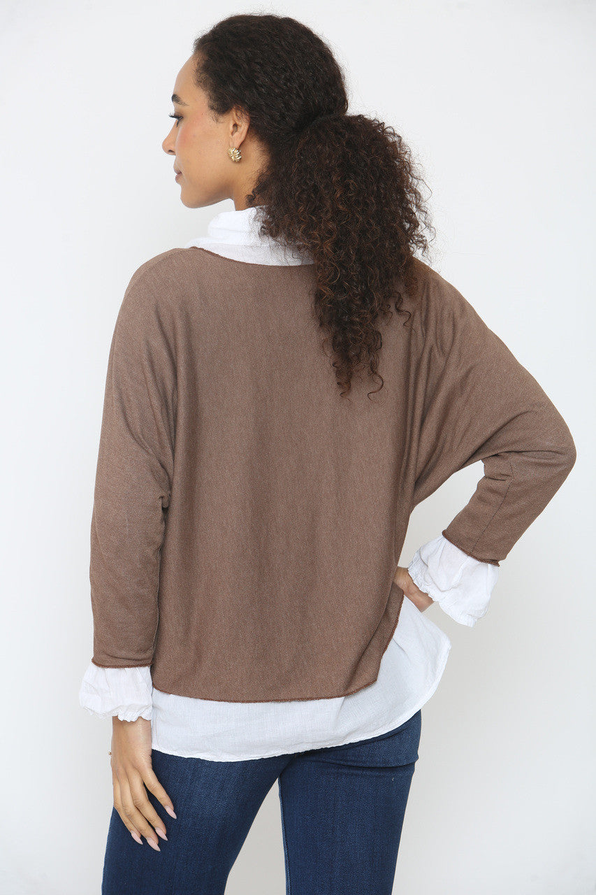 2-IN-1 SHIRTLAAGTRUI BRUIN
