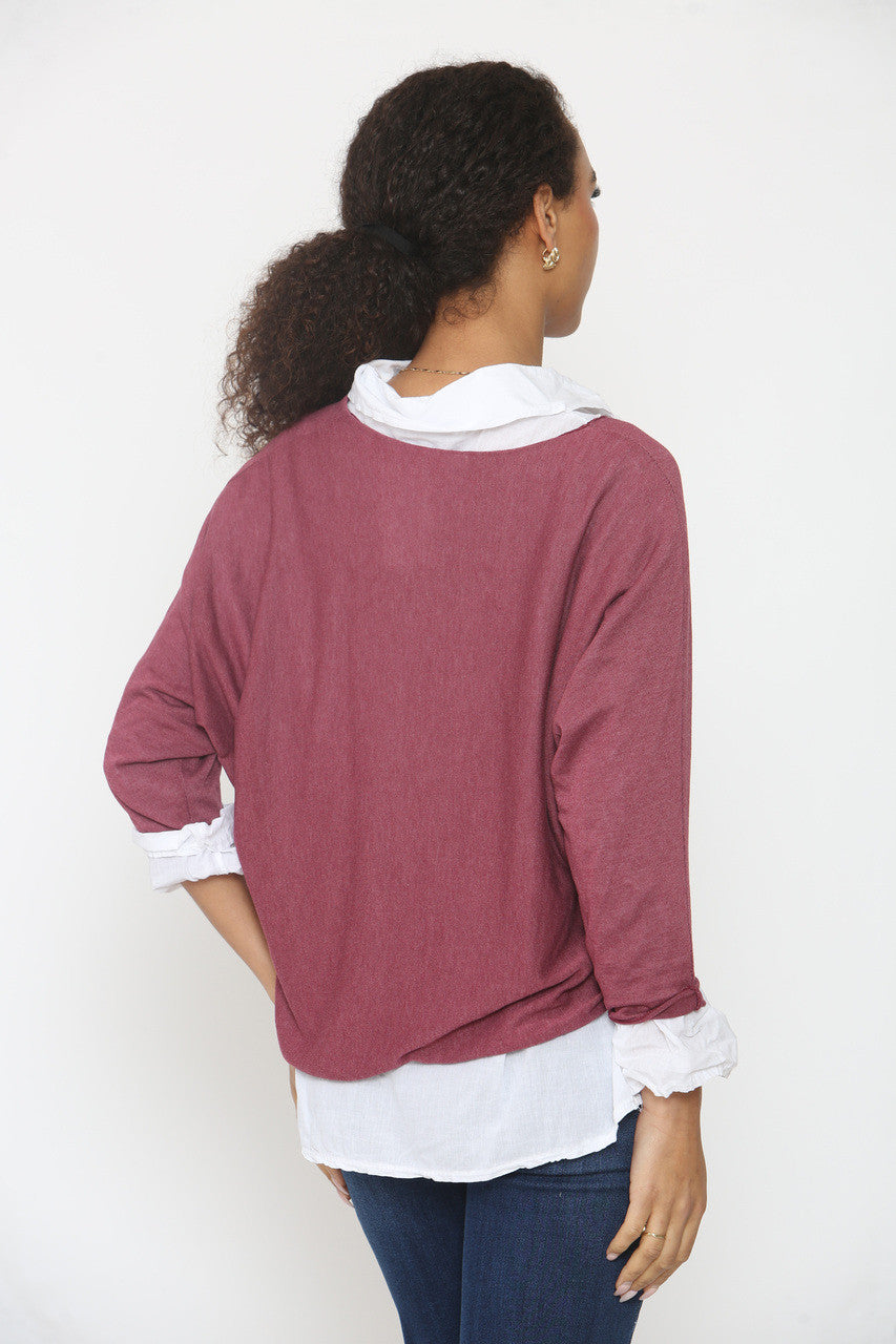 2-IN-1 SHIRTLAAG TRUI BORDEAUX