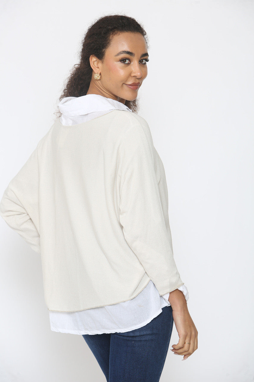 2 IN 1 SHIRT LAYER TRUI BEIGE