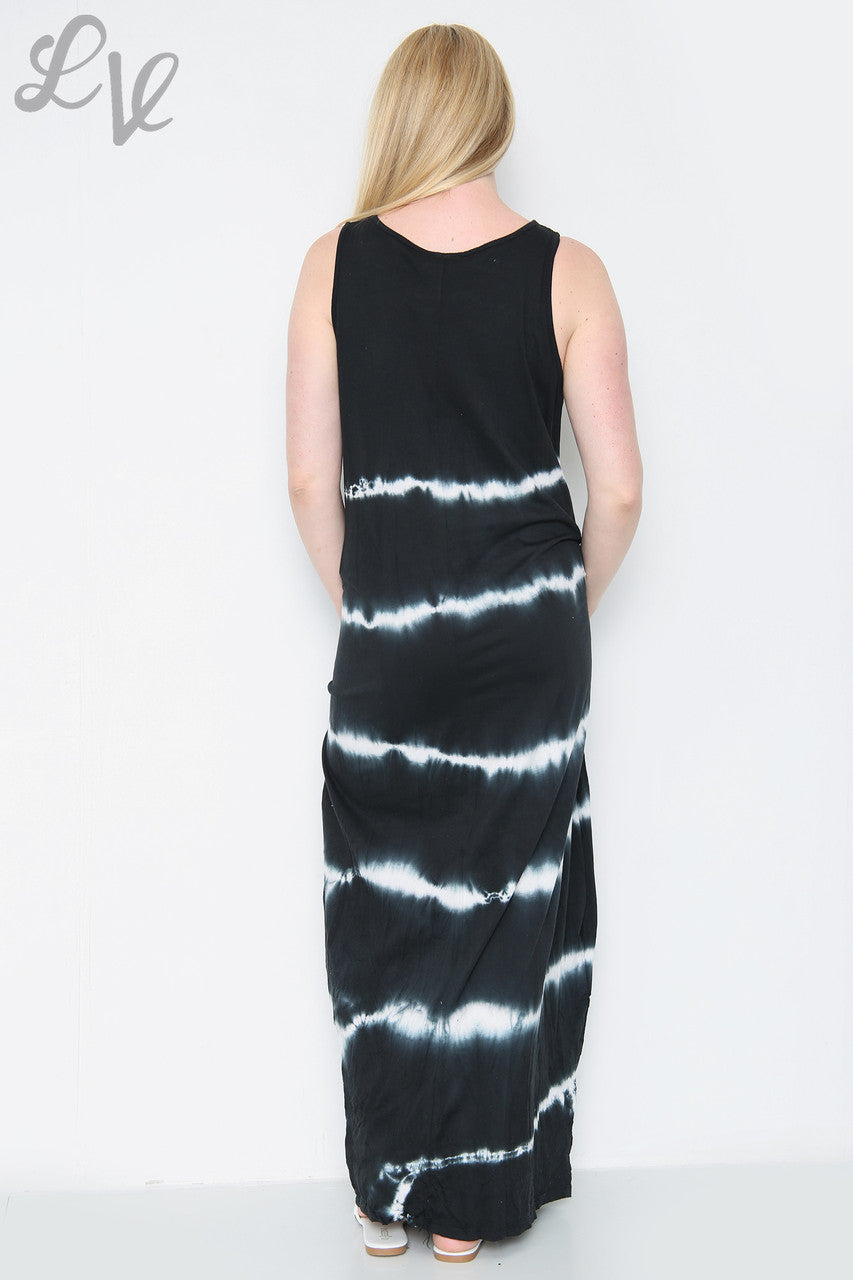 Dames Tie-Dye Maxi Jurk Zwart Stukprijs €9,99