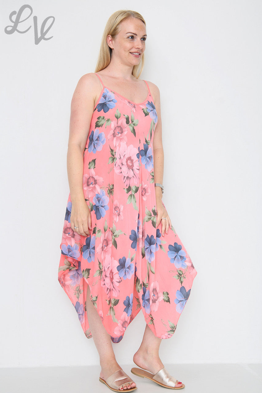 Dames Strappy Jurk met Bloemenprint Koraal Stukprijs € 8,99