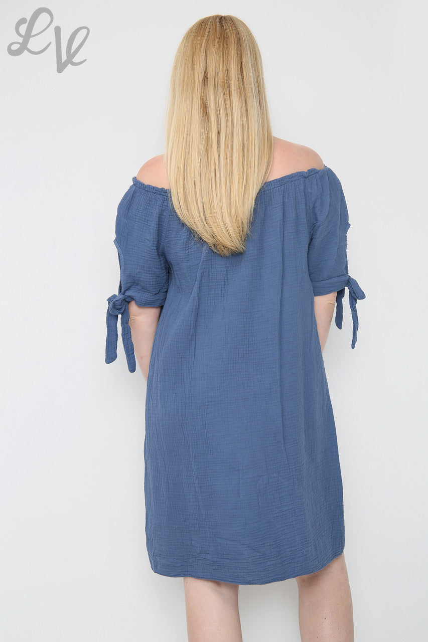 Dames Effen Gypsy Jurk Denim