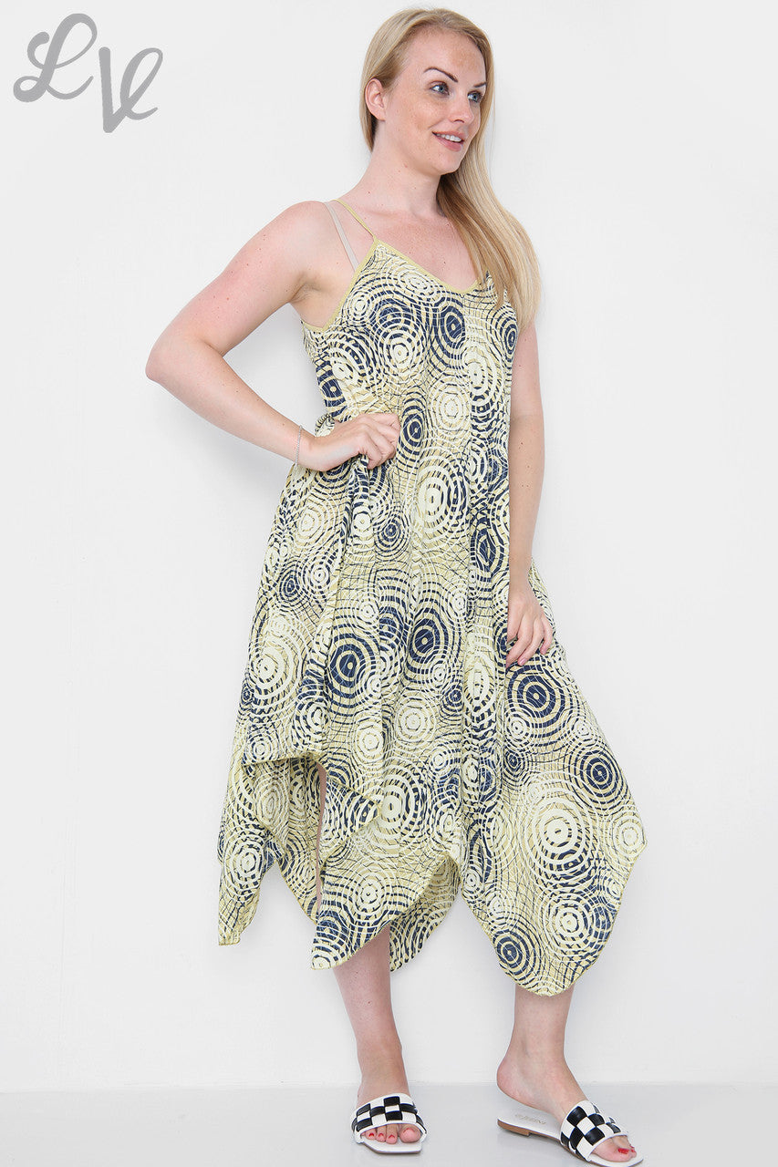 Dames Strappy Jurk met Geometrische Print Lime Stukprijs €8,99