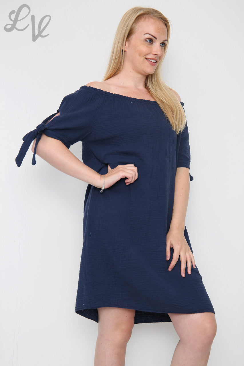 Dames Effen Gypsy Jurk Marineblauw