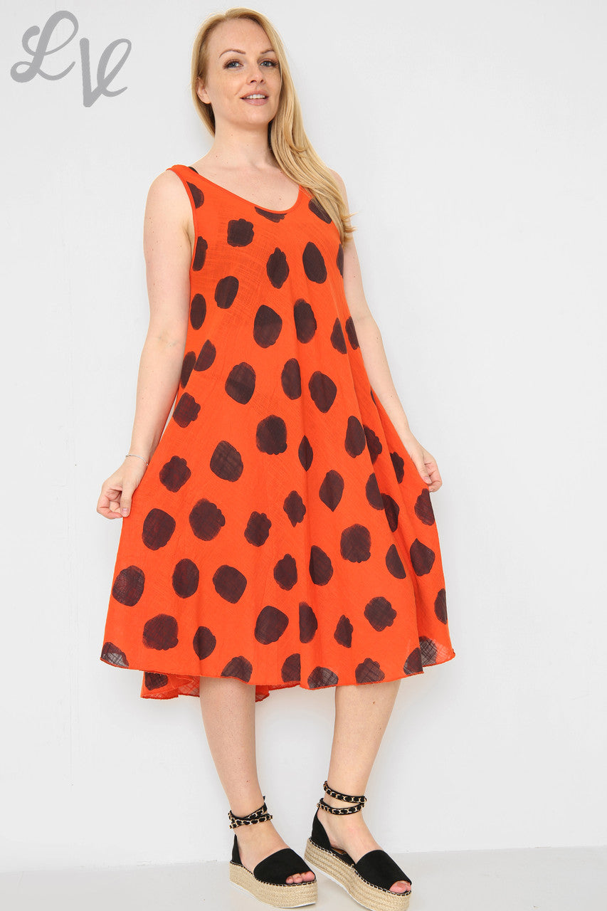Dames Stippen Swingjurk Oranje Prijs per eenheid €11,99