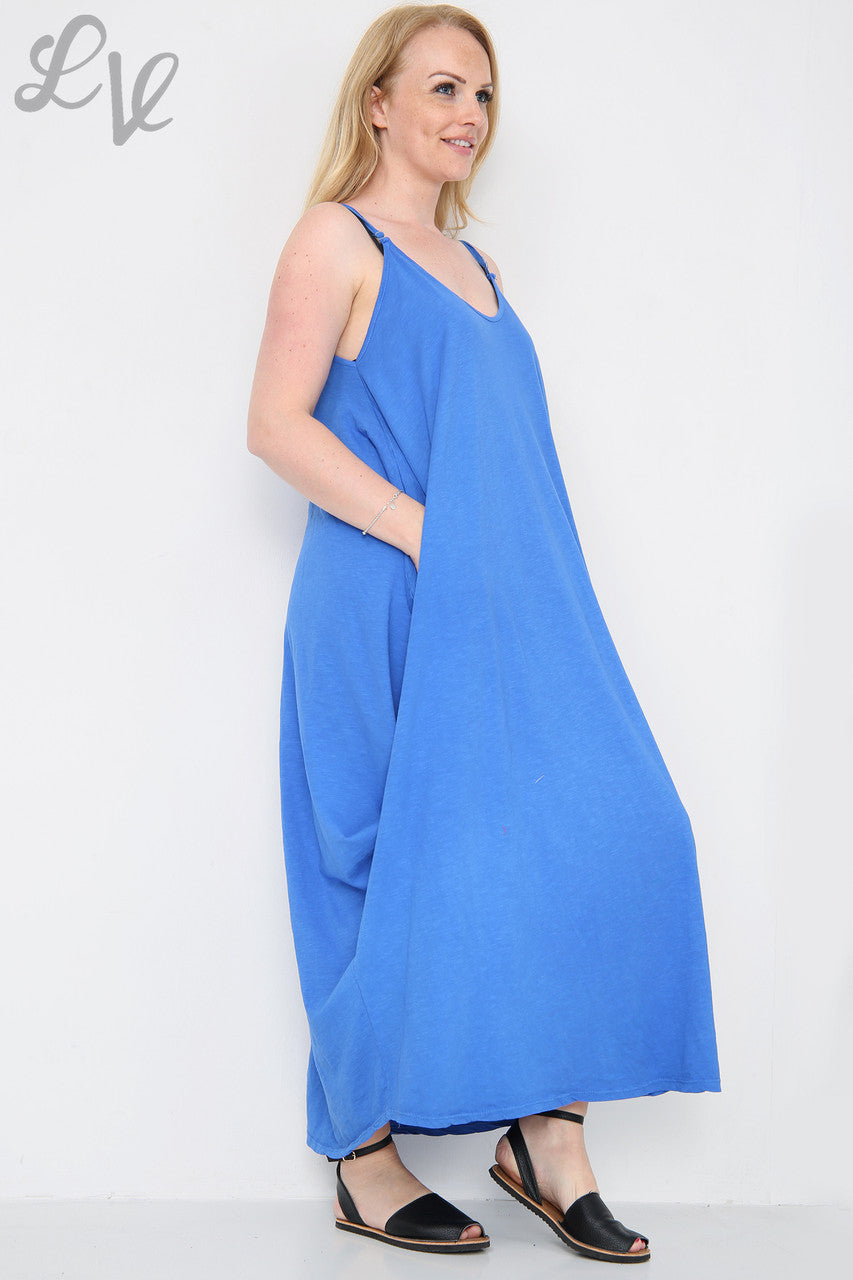Ladies Strappy Balloon Dress Royal Blue Unit Price £10.99