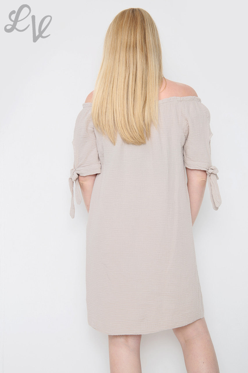Dames Effen Gypsy Jurk Steenkleurig