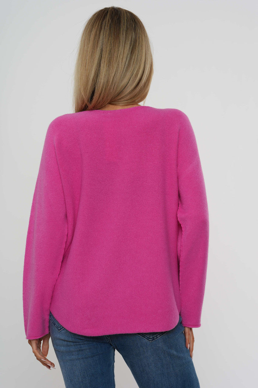 Gebreide top met lange mouwen - Cerise