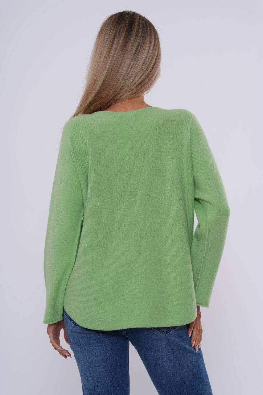 Gebreide top met lange mouwen - Appelgroen