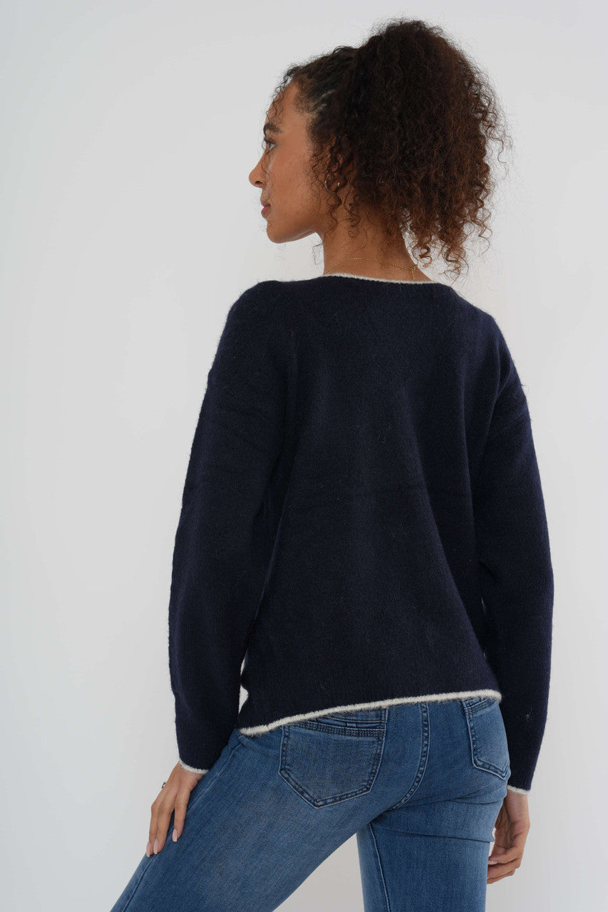 Gebreid vest met boegvoorkant – Zwart