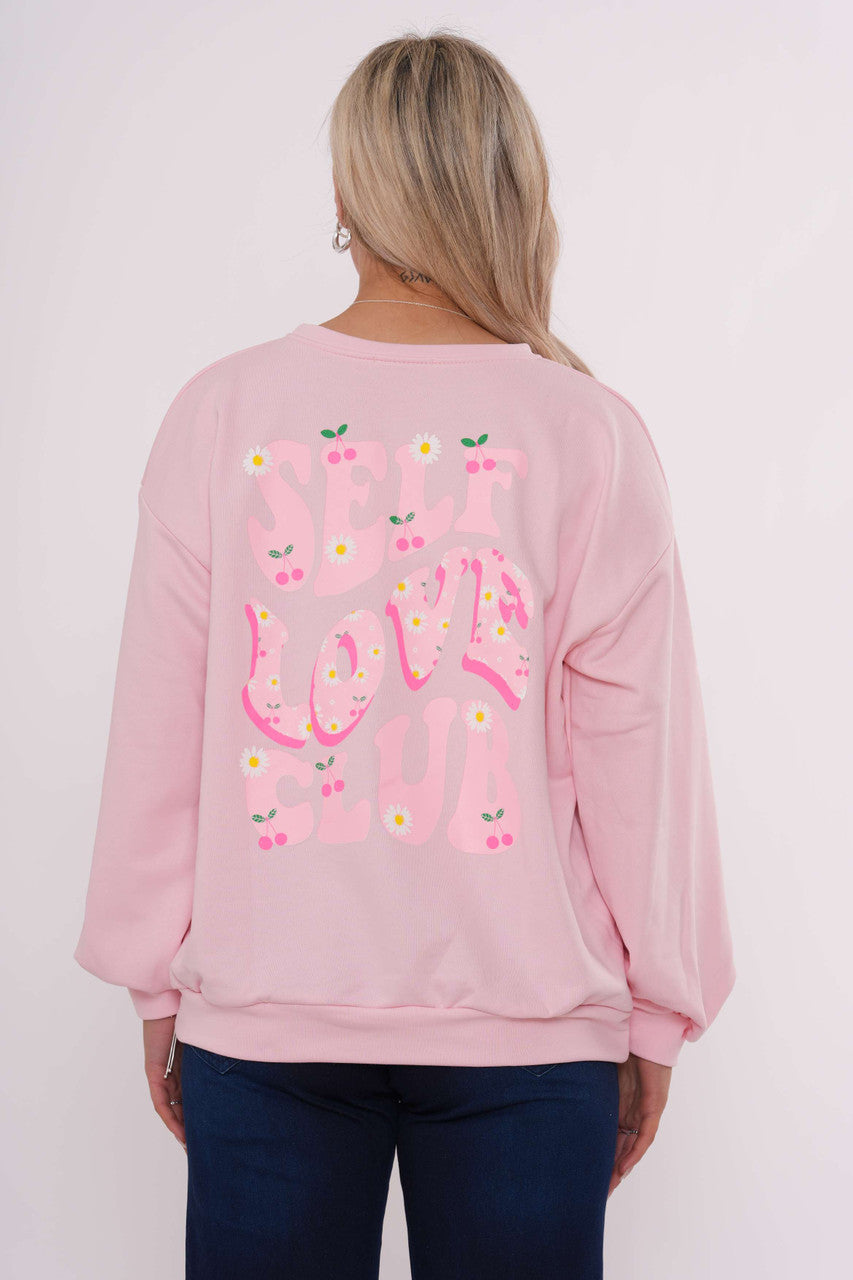 Self Love Club Graphic Sweatshirt - Soft Pink