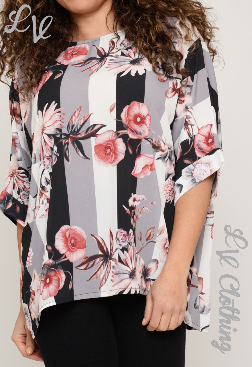 Ladies Stripe Floral Print Blouse £10.99