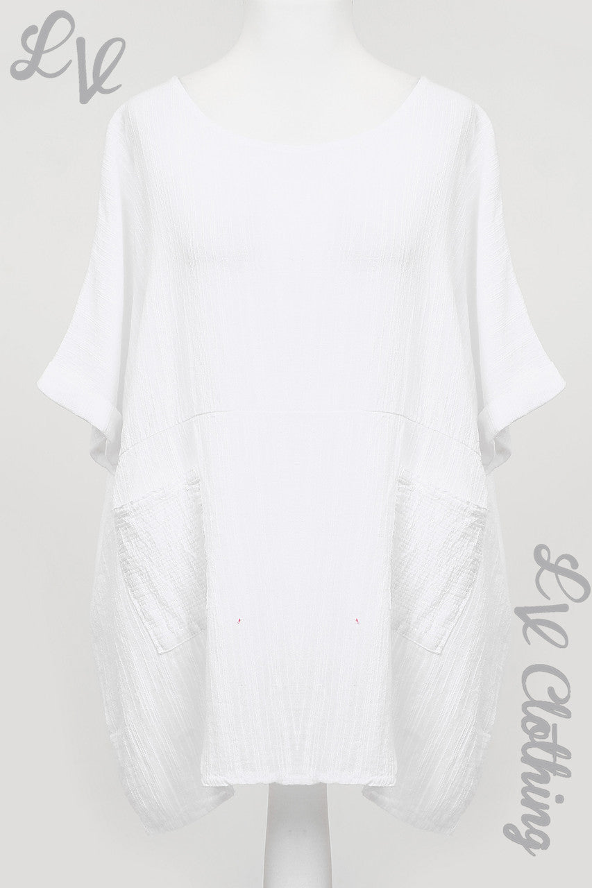 Ladies Lagenlook Shift Top White - Unit Price £11.99