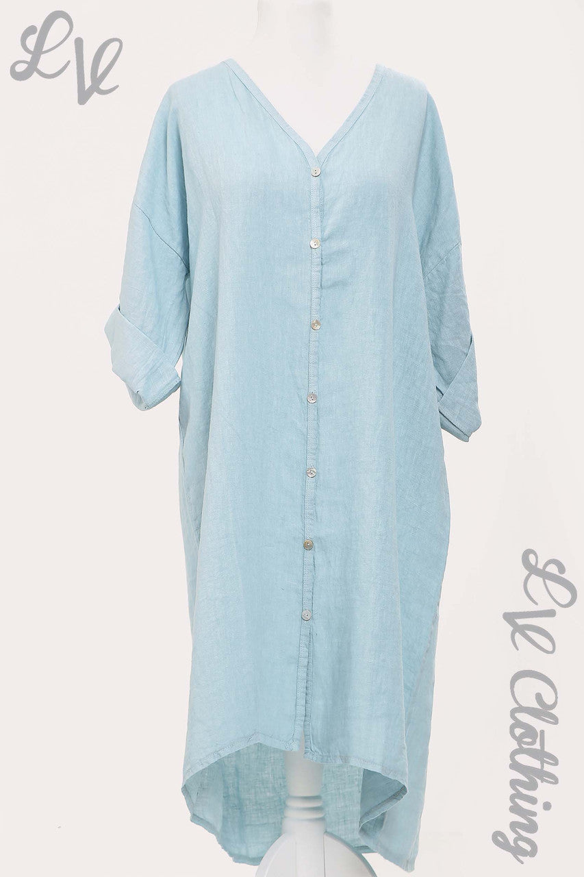 Ladies Linen Button Up Front Dress Tiffany - Unit Price £18.99