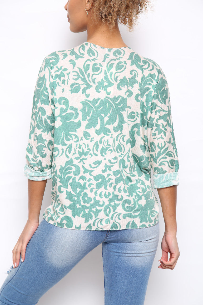 Ladies Baroque Print Top Green