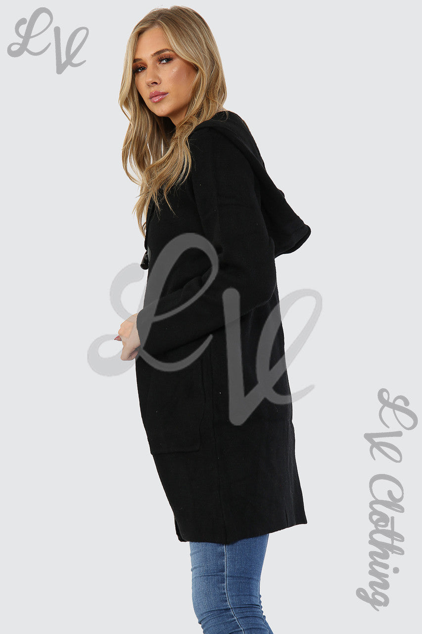 Damesvest met capuchon en toggle-knopen zwart Stukprijs € 16,99