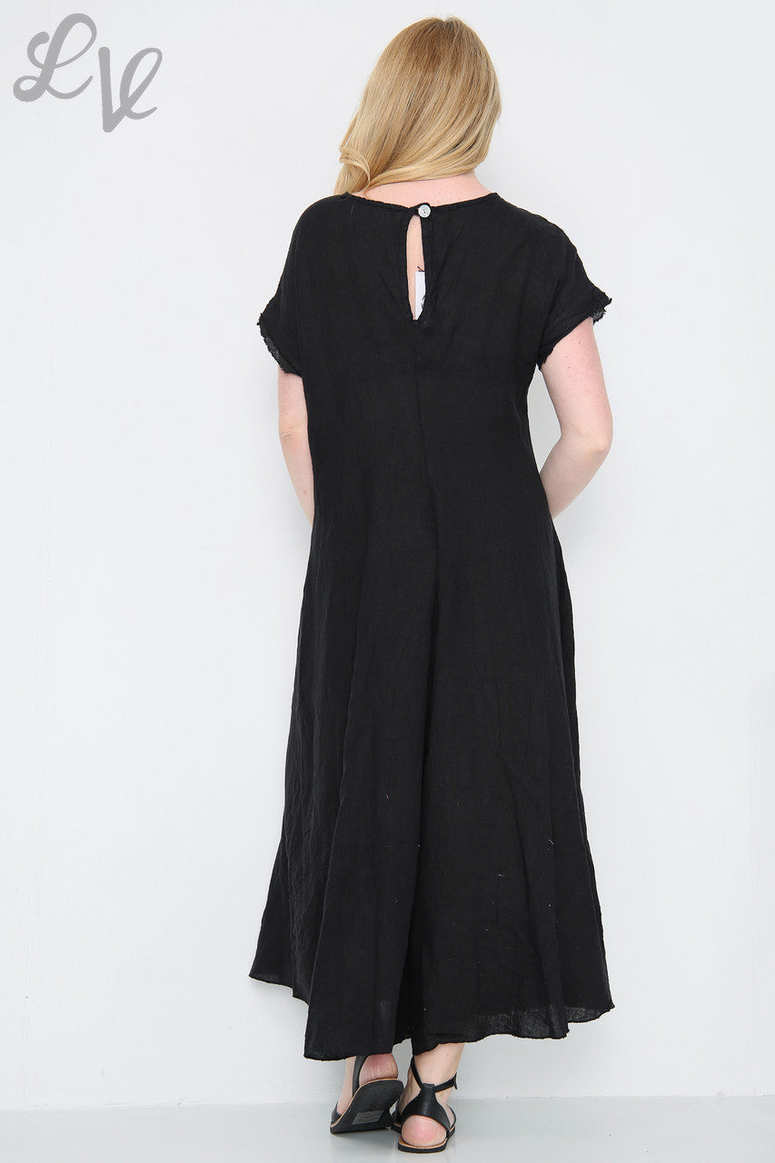 Dames Linnen Jumpsuit Onafgewerkte Zoom Zwart Stukprijs €19,99