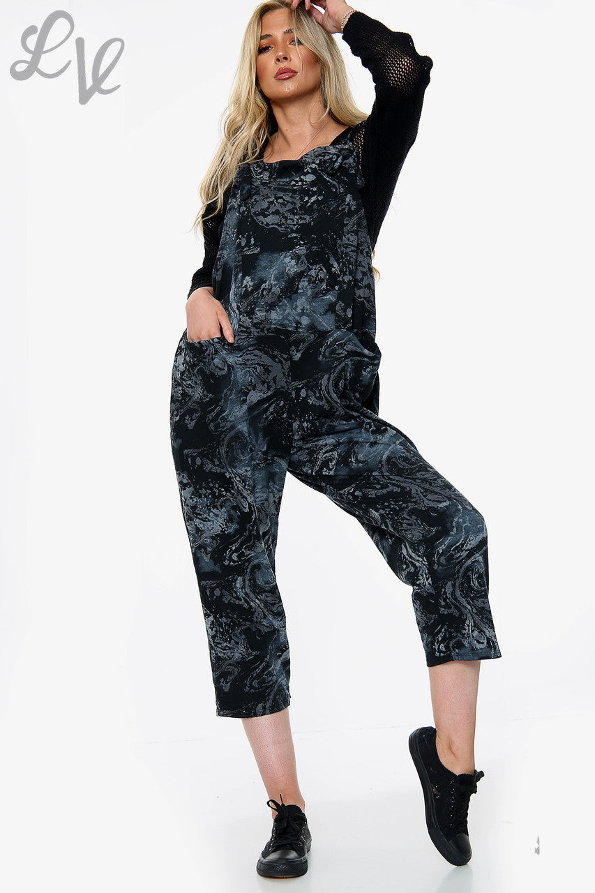 Dames Acid Wash Salopette Zwart Prijs per eenheid €11,99