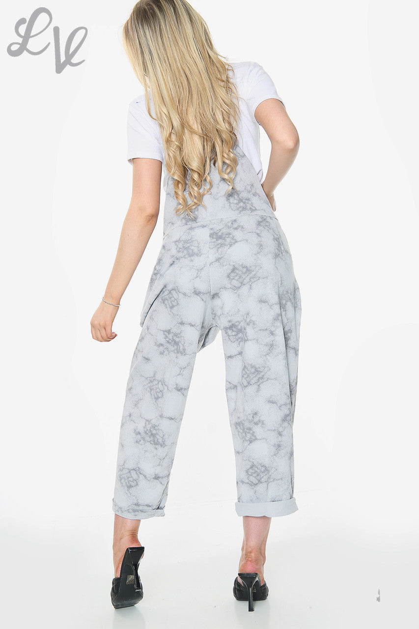 Dames bedrukte tuinbroek grijs Stukprijs € 15,99