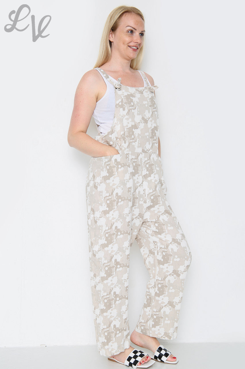 Ladies Camouflage Dungarees Stone Unit Price £14.99