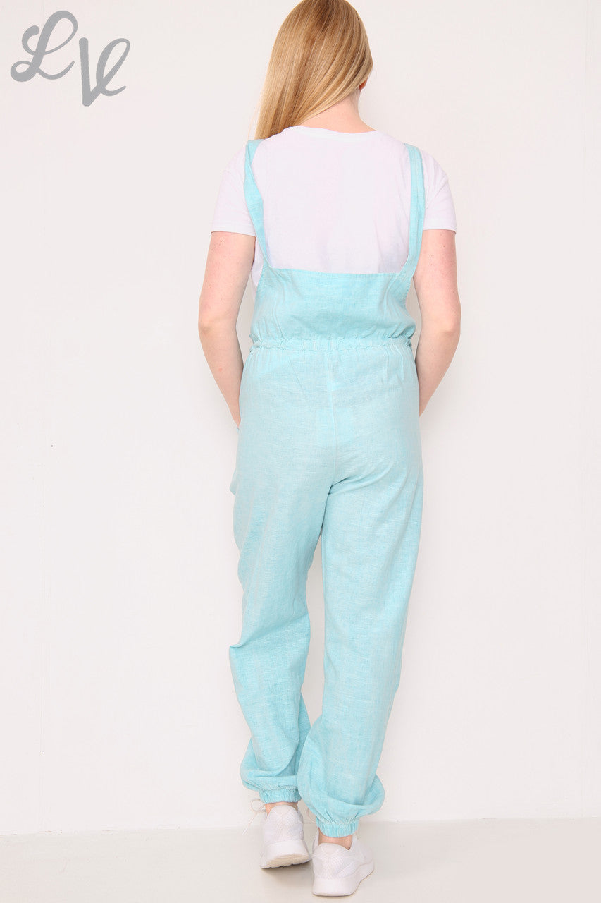 Dames Linnen Tuinbroek Turkoois Stukprijs €17,99
