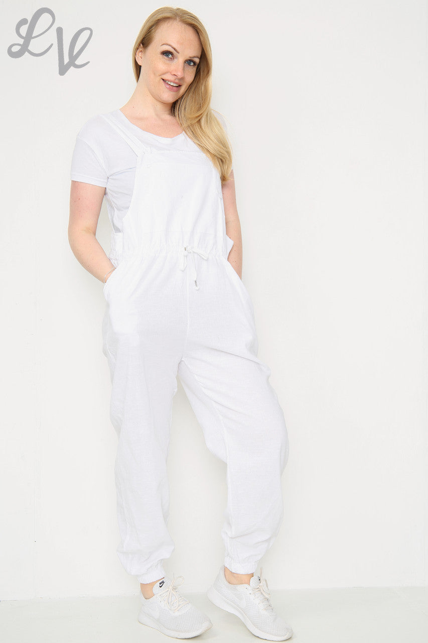 Dames Linnen Tuinbroek Wit Stukprijs € 17,99