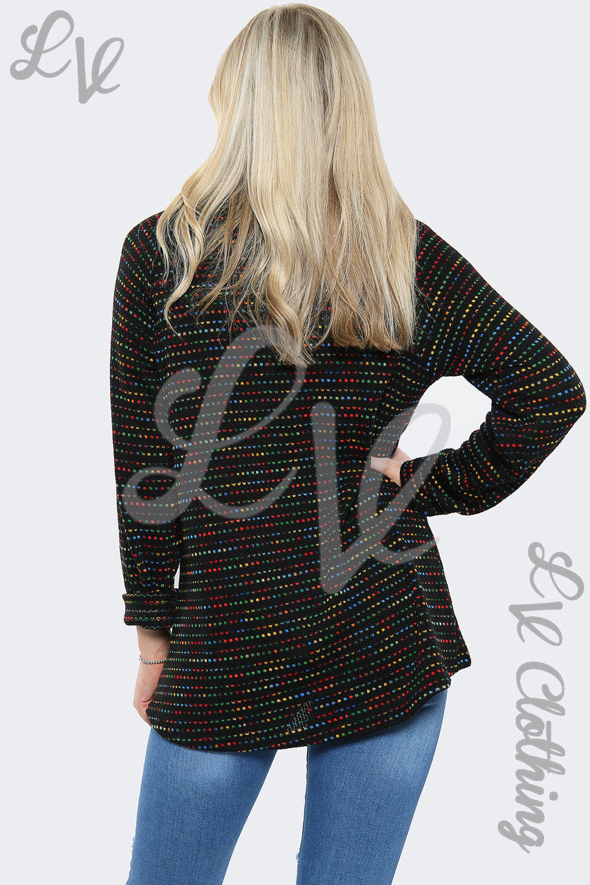 Ladies Cowl Neck Multi Colour Jumper Top Black - Unit Price £11.99