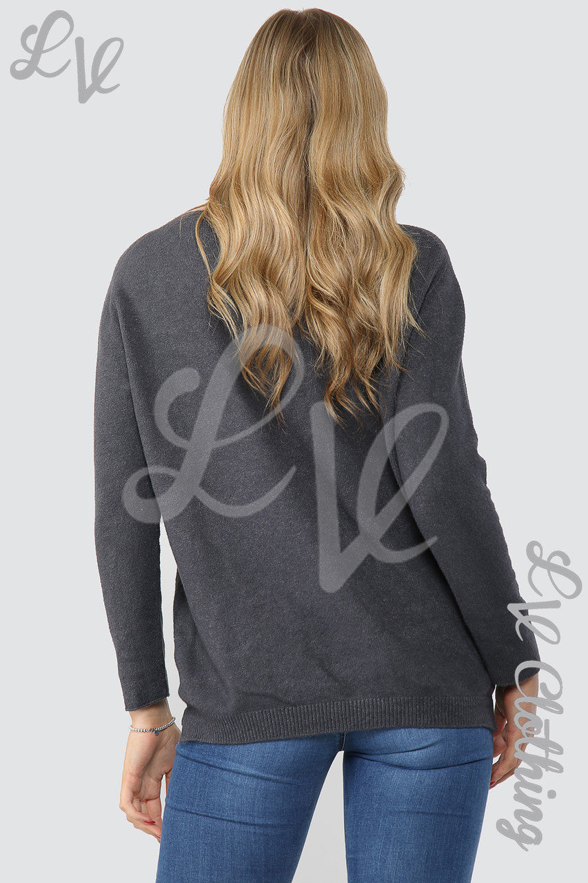 Dames Sterrenprint Trui Top Houtskool - Stukprijs £ 12,99