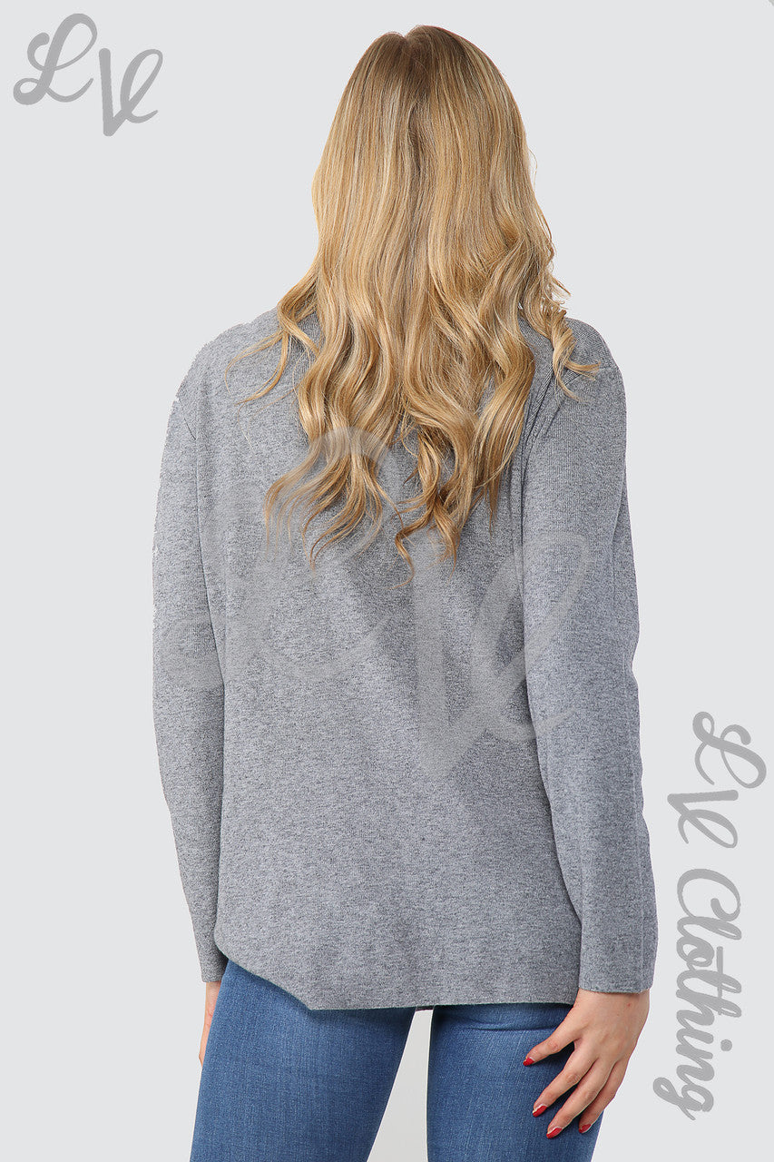 Ladies Circle Stud Border Detail Jumper Grey Unit Price £20.99