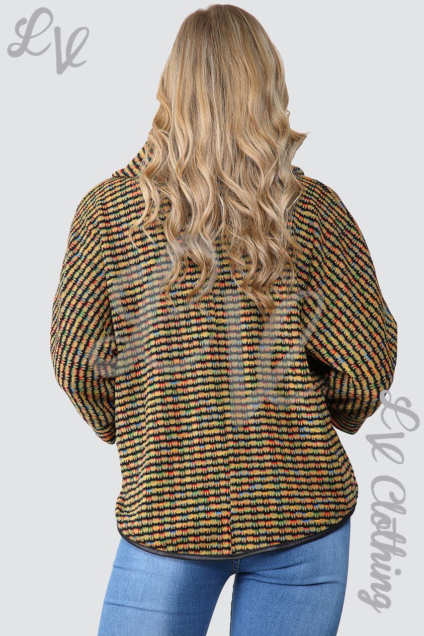 Ladies Multicoloured Cowl Neck Knitted Jumper Mustard - Unit Price £9.99