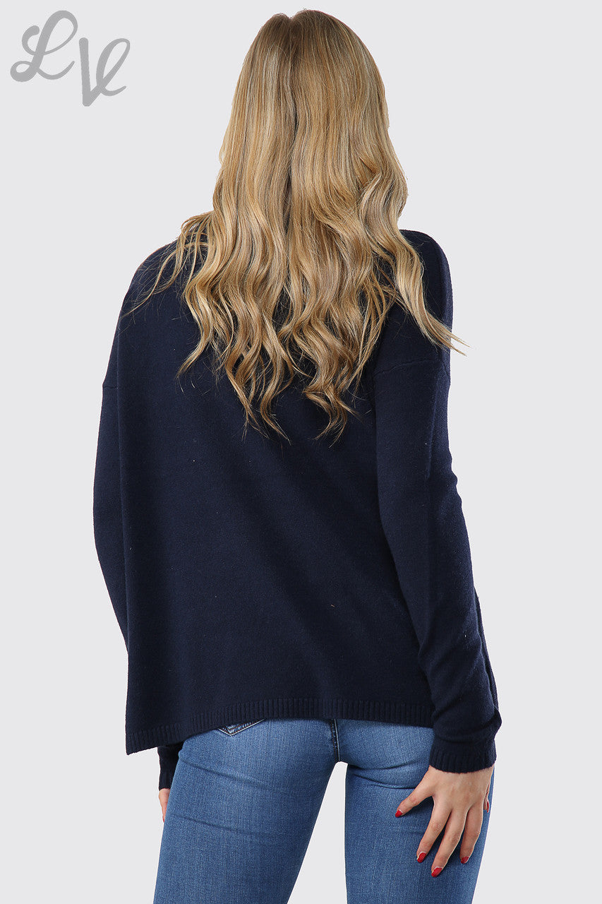 Ladies Sequin Star Detail Jumper Sweatshirt Navy Unit Price WAS £16.99 NOW £14.99