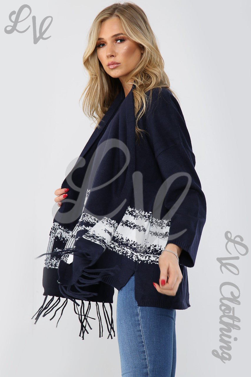 Ladies Knitted Jumper With Scarf Navy - Unit Price £20.99
