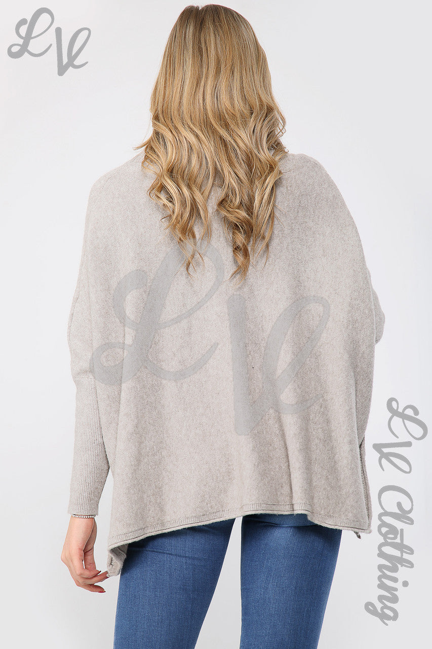 Ladies Roll Neck Knitted Jumper Stone - Unit Price £20.99