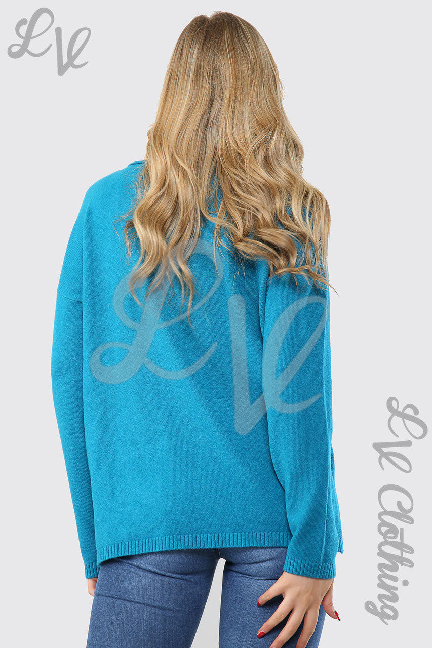 Dames Sequin Trui met Diamantdetails Teal - Eenheidsprijs € 17,99