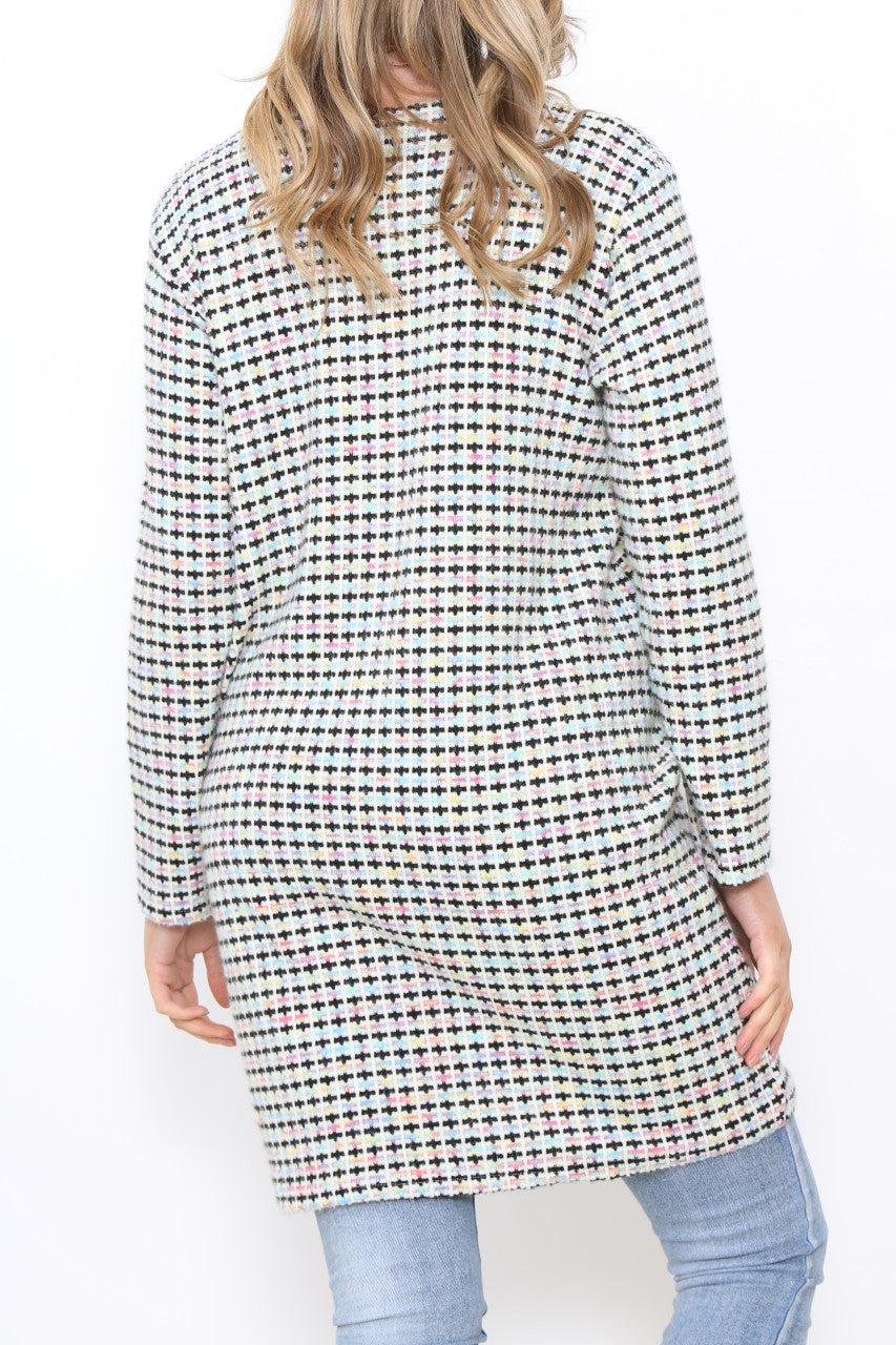 Ladies Multicoloured Pastel Knit Tunic Top Dress Black