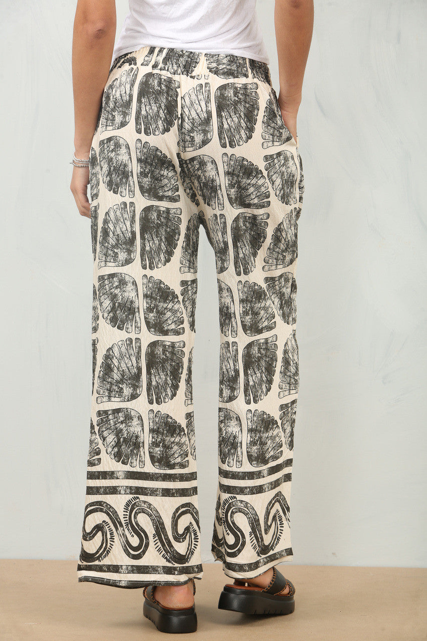BROEK MET SHELL-PRINT - ZWART